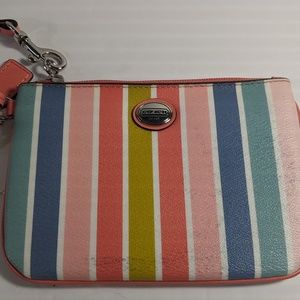 Coach Multicolor Stripe Wristlet with Tags